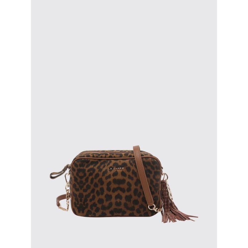 La Carrie Women La Carrie Suede Mini Camera Bag With Animal Print And Charms